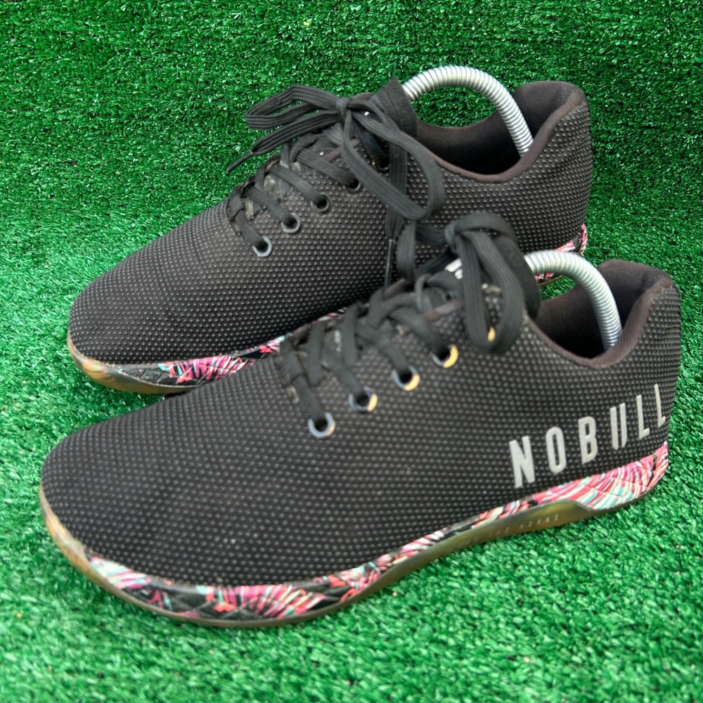 NOBULL SuperFabric Trainers Black Tropical Floral Men 8.5 Women 10 Training Shoe